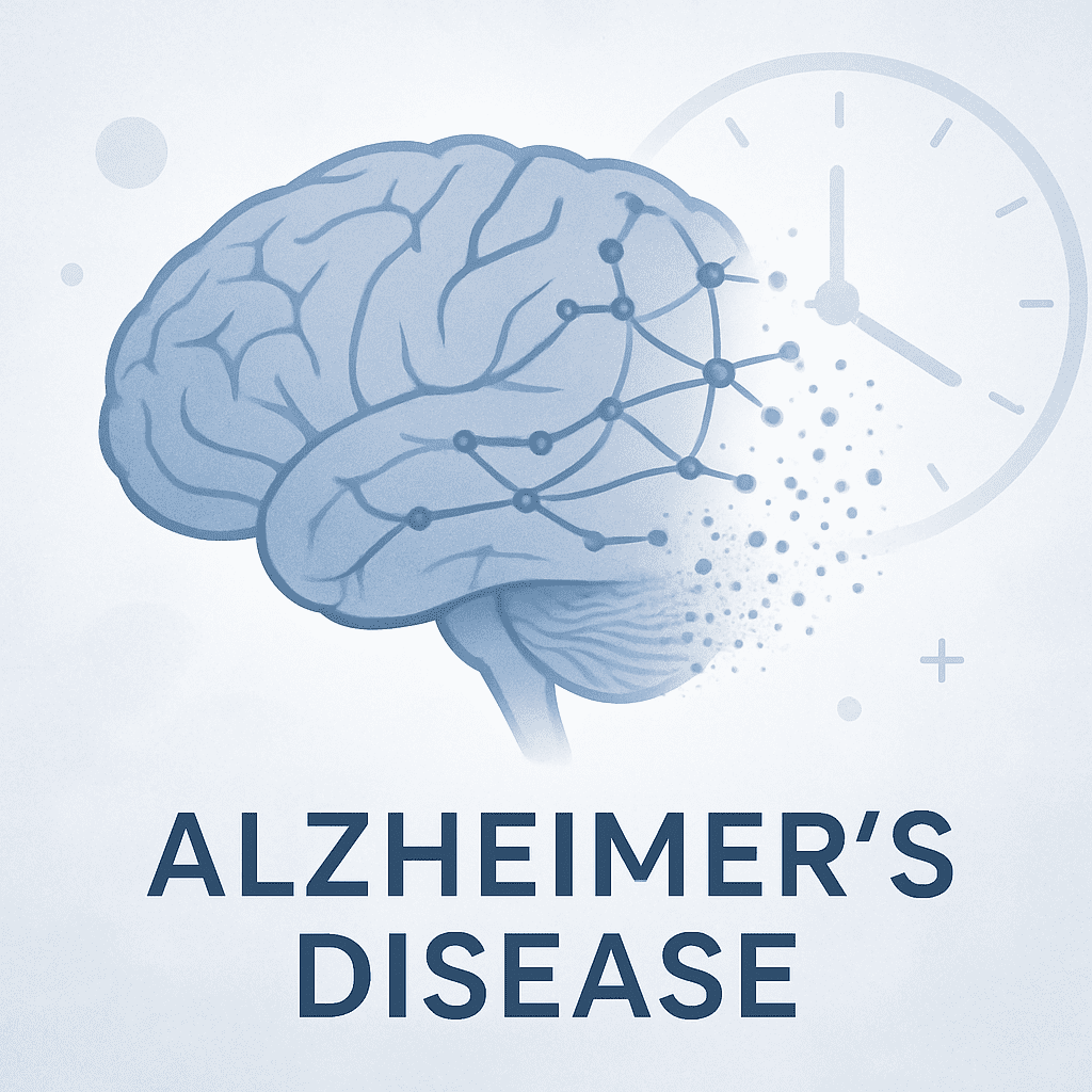 Brain image representing memory decline over time in Alzheimer's disease.