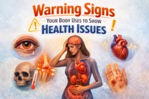 Illustration showing warning signs your body uses to signal health problems