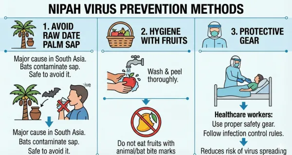 Healthcare worker analyzing Nipah virus mortality rate chart showing higher fatality rate compared to other viral infections.